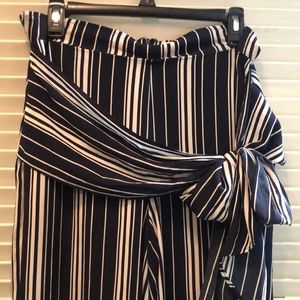 FAVLUX Navy Flowy Dress Pants, side bow, Large